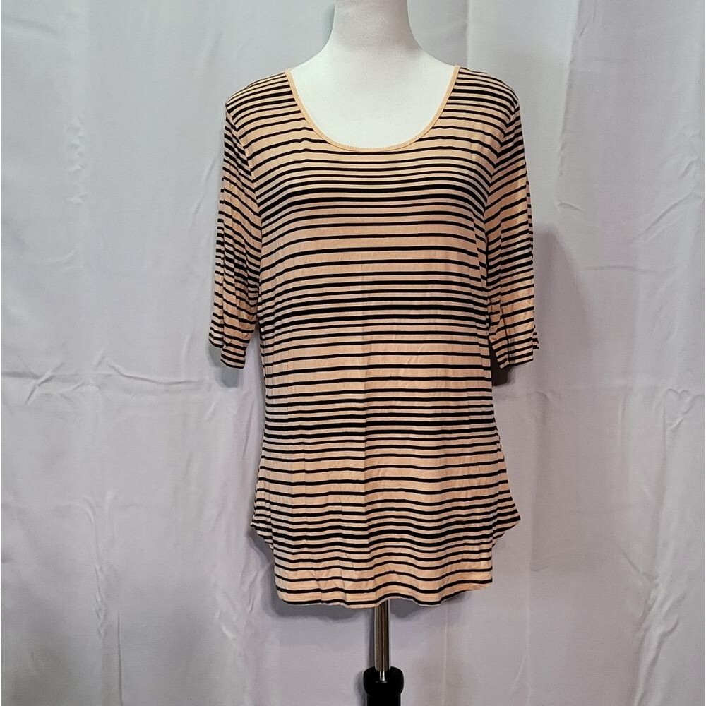 APT. 9 Women's Peach Pink 3/4 Sleeve Striped Top Size XL EUC
